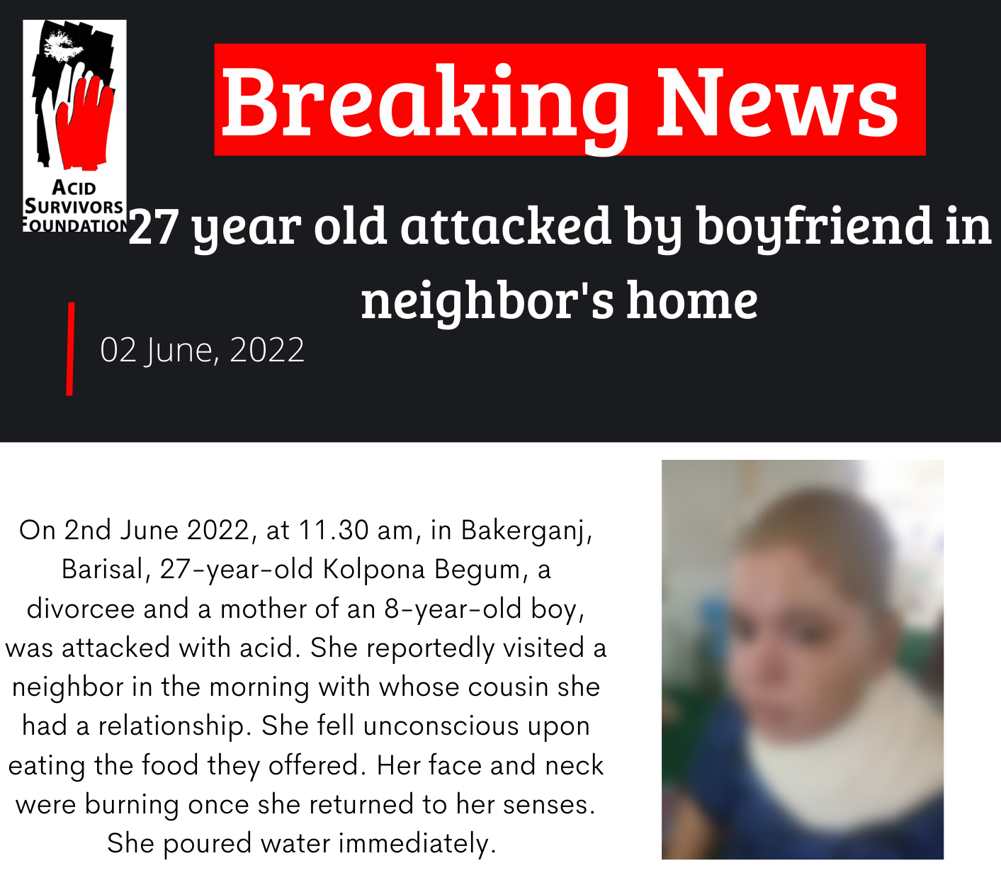 Kolpona – 27 years old attacked by boyfriend in neighbor’s home