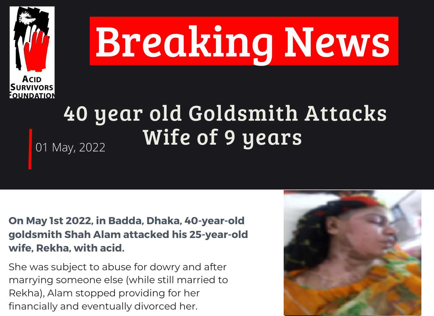 40 years old goldsmith attacks wife (Rekha) of 9 years